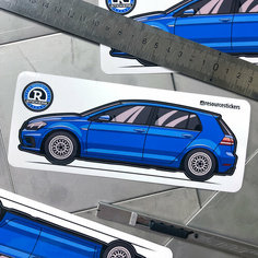 Виниловая наклейка машинка Volkswagen Golf синий 17х5.5 Resource Stickers