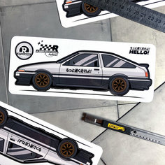 Виниловая наклейка машинка Toyota ae86 белая JDM 17.5х5.5 Resource Stickers