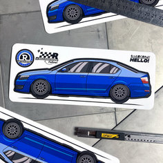 Виниловая наклейка машинка Skoda Octavia синяя 17.5х5 Resource Stickers