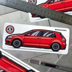 Виниловая наклейка машинка Volkswagen Golf красный 17х6 Resource Stickers