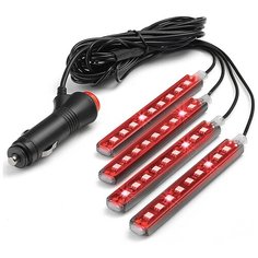 Светодиодная подсветка салона и зоны ног автомобиля 4 модуля 36 LED красная Electro Kot