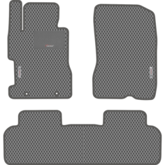 Автомобильные коврики EVA для Honda Civic VIII 4D (2006-2011), с каучуковым подпятником и 2 эмблемами Honda, серые с серым кантом, ячейка - ромб Carstar