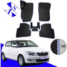 Автомобильные коврики EVA/ЕВА/ЭВА для Skoda Fabia 2 (MK2) Шкода Фабия МК2 2007-2014 черный василек Avtoso