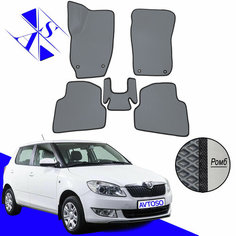 Автомобильные коврики EVA/ЕВА/ЭВА для Skoda Fabia 2 (MK2) Шкода Фабия МК2 2007-2014 серый черный Avtoso