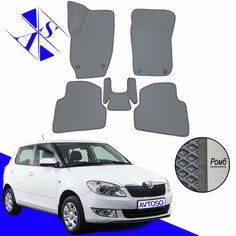 Автомобильные коврики EVA/ЕВА/ЭВА для Skoda Fabia 2 (MK2) Шкода Фабия МК2 2007-2014 серый темно серый Avtoso