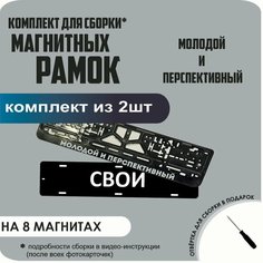 Магнитные рамки для номеров автомобиля "свои"/Быстросъёмные "Молодой и Перспективный" премиум Нет бренда