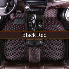 Коврики, для BMW 1/2/3/6/7 серии, X1/X2/X3/X4/X5/X6, M1/M3, кожаные, черные, с красной линией Mai Qi Cards
