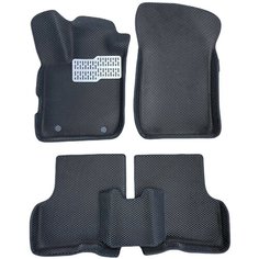 Автомобильные коврики ЕВА / EVA для Renault Logan II stepway 2018 - н. в. / Рено Логан 2 Степвей / 3D+ с круговыми бортами / черный + металл подпятник Gallex