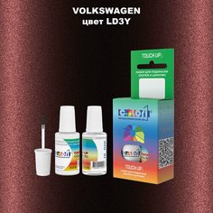 Автоэмаль Color1 в наборе (краска+лак) Volkswagen LD3Y Crimson Red, 20 мл