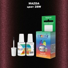 Автоэмаль Color1 в наборе (краска+лак) Mazda 28W Radiant Ebony, Black Cherry, 20 мл