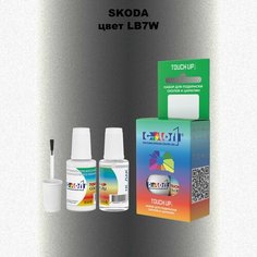Автоэмаль Color1 в наборе (краска+лак) Skoda LB7W Tungsten Silver, Tungsten Silber, 20 мл