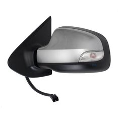 Зеркало левое Renault Logan, Renault Sandero c 2014 года выпуска, электрорегулировка, обогрев, указатель поворота, Серебристое ANS