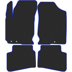 Коврики в салон автомобиля ЭВА Allmone для Kia Ceed 1 (ED) 2006 - 2012, черные с синим кантом, 4шт. / Киа Сид 1