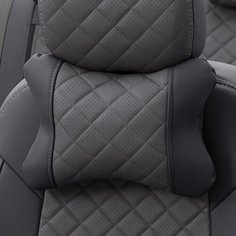 Подушки под шею из экокожи ромб (комплект 2 шт) Черный+темно-серый Автопилот