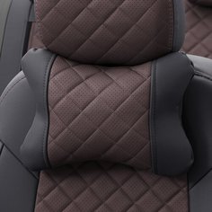 Подушки под шею из экокожи ромб (комплект 2 шт) Черный+шоколад Автопилот