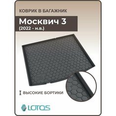Коврик 3D в багажник автомобиля Москвич 3 (2022 - н. в.) /JAC JS4 (2022-н. в)/ Коврики в машину Москвич 3 резиновые (полиуретановые) Mile