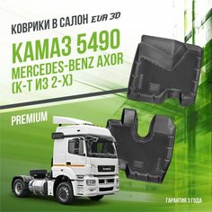 Коврики в машину KAMAZ 5490 (из 2-х) / полный набор в салон КАМАЗ с бортами и ячейками ЭВА 3Д / версия "Standart EVA 3D" Delform