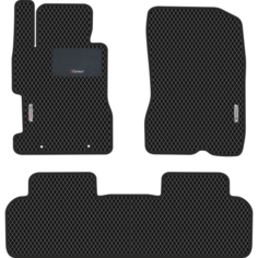 Автомобильные коврики EVA для Honda Civic VIII 4D (2006-2011), с каучуковым подпятником и 2 эмблемами Honda, чёрные с чёрным кантом, ячейка - ромб Carstar