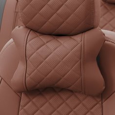 Подушки под шею из экокожи ромб (комплект 2 шт) Коричневый Автопилот