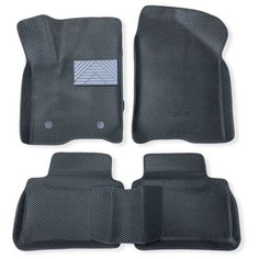 Автомобильные коврики ЕВА / EVA для Lada Vesta 2015-н. в, Lada Vesta SW Cross 2015-н. в. / Лада Веста, СВ Кросс / 3D 3д с бортами / черный + подпятник Gallex