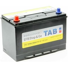 Аккумулятор автомобильный TAB EFB Stop&Go Asia 105 А/ч 900 А прям. пол. Азия авто (306x173x225) 60519 с бортиком