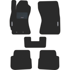 Автомобильные коврики EVA для Subaru Forester III (2007-2013), с каучуковым подпятником и 2 эмблемами Subaru, чёрные с чёрным кантом, ячейка - ромб Carstar