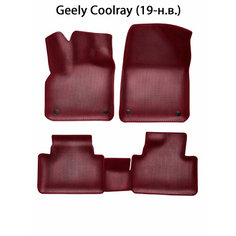 Автомобильные коврики ЭВА с Бортами для Geely Coolray (19-н. в.). ЕВА соты от SUPERVIP. Бордовый цвет.