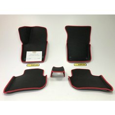 Коврики EVA для Skoda Rapid 1 поколение, NH3 (09.2012 - 09.2020) - Комплект в салон - 3D С бортиками - Черный - Красный кант Нет бренда