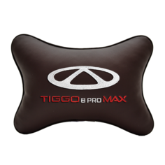 Автомобильная подушка на подголовник экокожа Coffee CHERY Tiggo 8 pro max Vital Technologies