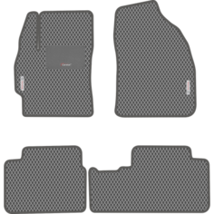 Автомобильные коврики EVA для Toyota Corolla X E140,150 (2006-2013), с каучуковым подпятником и 2 эмблемами, серые с серым кантом, ячейка - ромб Carstar