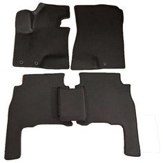 ЕВА коврики для Kia Sorento 2 (2009-2012) дорест / Киа Соренто 2, 3Д лапка - без разреза / Черные соты / Черный кант / Комплект 5 шт. Evaformat