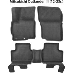 Автомобильные коврики ЭВА с Бортами для Mitsubishi Outlander III (12-23г.). ЕВА соты от SUPERVIP для Митсубиши Аутлендер 3. Серый цвет.