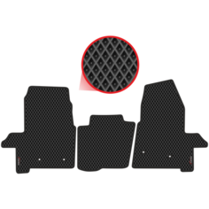 Автомобильные коврики EVA для Ford Transit VIII (2013-н/в), чёрные с чёрным кантом, ячейка - ромб Carstar