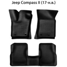 Автомобильные коврики ЭВА с Бортами для Jeep Compass II (17-н. в.). ЕВА соты от SUPERVIP для Джип Компас 2 (17-н. в.). Черный цвет.