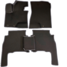 ЕВА коврики для Kia Sorento 2 (2009-2012) дорест / Киа Соренто 2, 3Д лапка - без разреза / Черные соты / Темно-серый кант / Комплект 5 шт. Evaformat