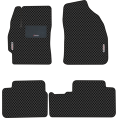 Автомобильные коврики EVA для Toyota Corolla X E140,150 (2006-2013), с каучуковым подпятником и 2 эмблемами, чёрные с чёрным кантом, ячейка - ромб Carstar