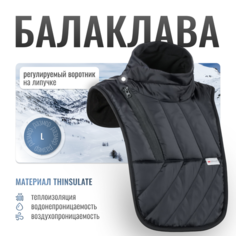 Балаклава ветрозащитная для груди и шеи, размер L/XL, унисекс, черная, тинсулейт, молния Нет бренда