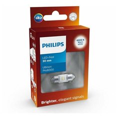 Лампа автомобильная светодиодная Philips C5W 30мм WHITE Ultinon Pro6000 6000K 24V SV8,5/8 6000K 1 шт.