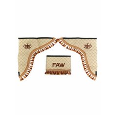Ламбрекен лоб. стекла + угол с вышивкой FAW Эко кожа Ромб Бежевый (25907) Нет бренда