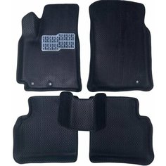 Автомобильные коврики ЕВА / EVA для Geely Emgrand EC7 2009-2016 / Джили Эмгранд EC7 / 3D+ 3д+ / с бортами / черный-черный + металлический подпятник Gallex