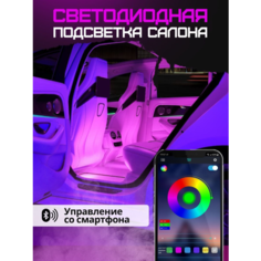 Подсветка в машину в ноги авто RGB салона LED лента ВенИль