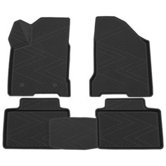 Коврик салонный резиновый (черный) для LADA Vesta (15-22) Ячеистый Ромб (борт 4 см) Rezkon