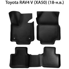 Автомобильные коврики ЭВА с Бортами для Toyota RAV4 V (XA50) для АКПП. ЕВА соты от SUPERVIP для Тойота RAV4 5 (XA50). Черный цвет.