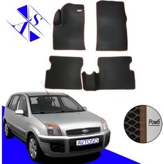 Автомобильные коврики EVA/ЕВА/ЭВА для Ford Fusion 2002-2012 черный коричневый Avtoso