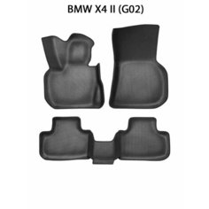 Автомобильные коврики ЭВА с бортами в салон для BMW X4 II (G02) 18-н. в. ЕВА соты от SUPERVIP для БМВ X4 2 (G02). Черный цвет.