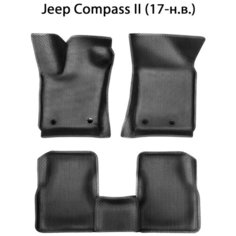 Автомобильные коврики ЭВА с Бортами для Jeep Compass II (17-н. в.). ЕВА соты от SUPERVIP для Джип Компас 2 (17-н. в.). Серый цвет.
