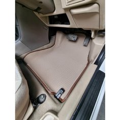 Коврики ЕВА (EVA, ЭВА, 3Д) с бортами / Toyota Camry XV40 2006-2011 / Тойота Камри XV40 левый руль передний привод /бежевый сота с коричневым кантом Авис Авто