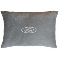 Декоративная подушка из велюра с логотипом (форд) "Ford",/подушка в салон/подушка под спину/подушка для путешествий/, серый Auto Premium