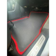 Коврики ЕВА (EVA, ЭВА, 3Д) с бортами / Toyota Corolla 120 2000-2006 / Тойота Королла правый руль передний привод /темно-серый сота с красным кантом Авис Авто