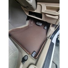 Водительский коврик ЕВА (EVA, ЭВА, 3Д) с бортами / Toyota Corolla 120 2000-2006 / Тойота Королла правый руль передний привод / коричневый сота с коричневым кантом Авис Авто